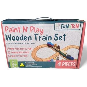 Paint N' Play Wooden Train Set - Multicolor